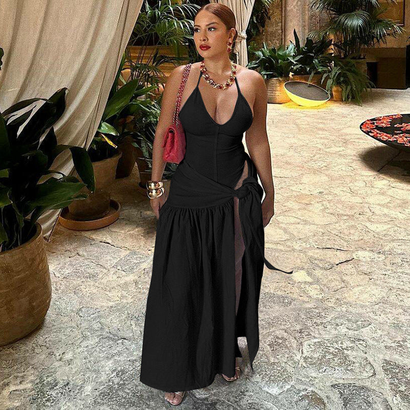Damen Maxi-Kleid mit elegantem Wickeldesign und seitlichem Schlitz R&B