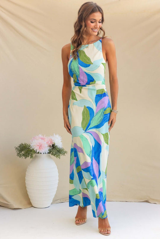 Damen Maxikleid mit modernem floralem Design und elegantem Schnitt R&B