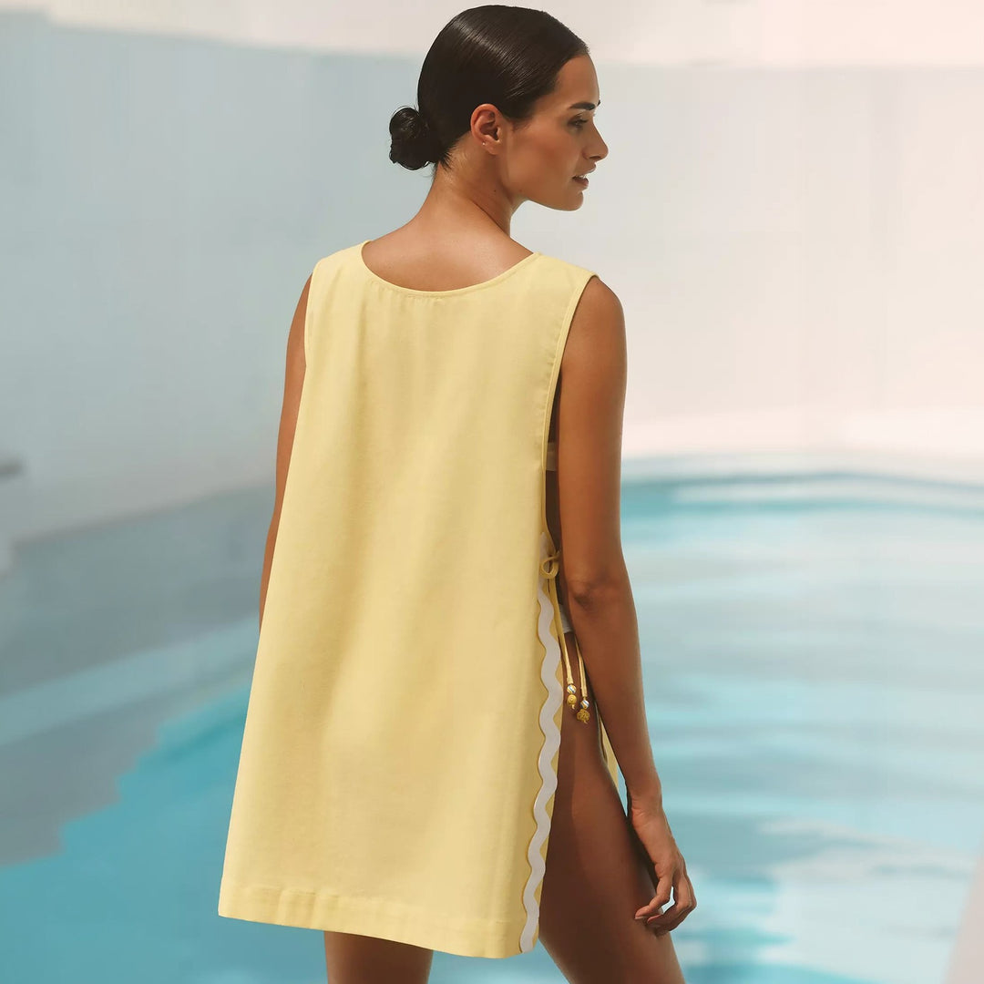 Damen lässiges Sommerkleid mit seitlichen Bindebändern R&B