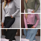 Damen Bequemes Langarmshirt mit Knopfdetail R&B