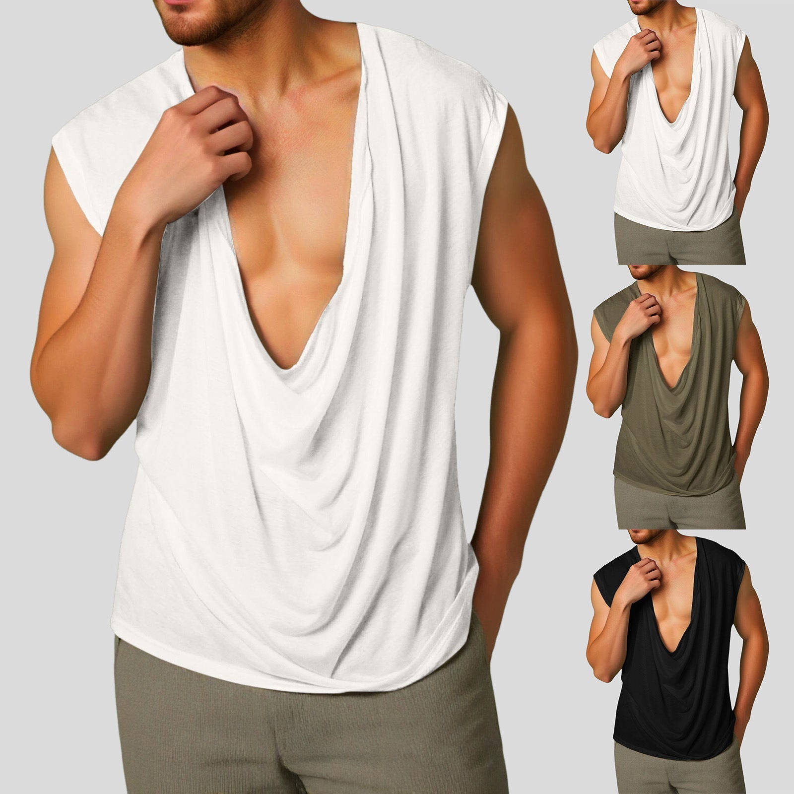 Damen nan drapiertes Longtop mit tiefem Wasserfall-Rücken und überschnittener Schulter R&B