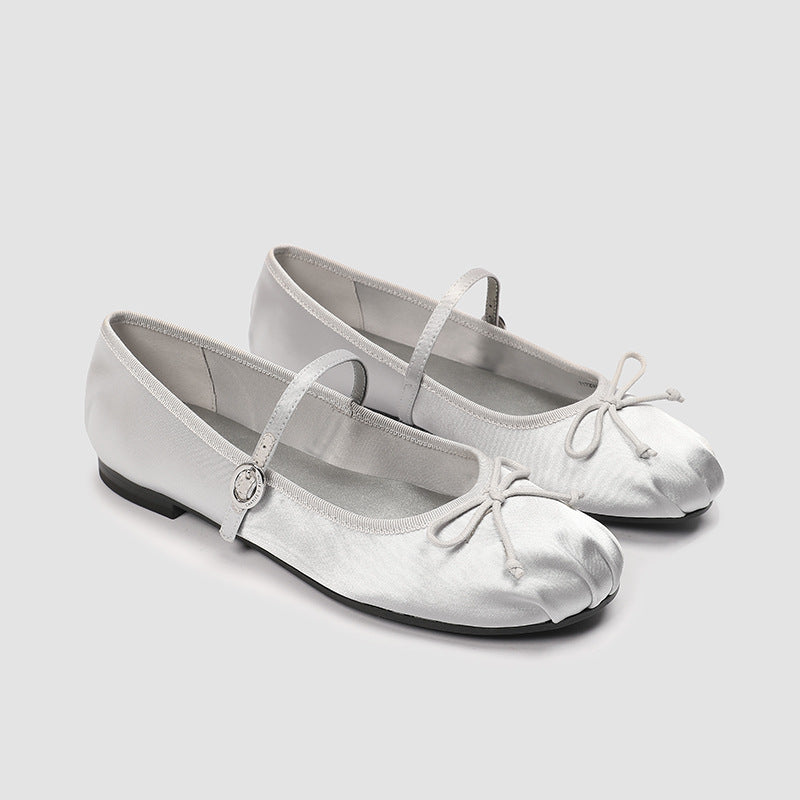 Damen Ballerinas mit verstellbarem Riemen und satinierter Oberfläche R&B