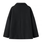 Damen Oversize Doppelreiher-Jacke mit elegantem Schalkragen und großen Knöpfen R&B