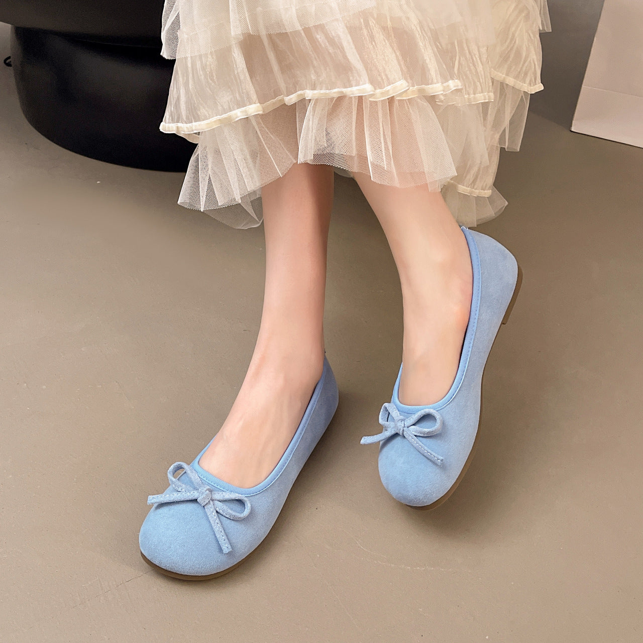 Damen elegante Ballerinas mit zierlichem Schleifendetail EB