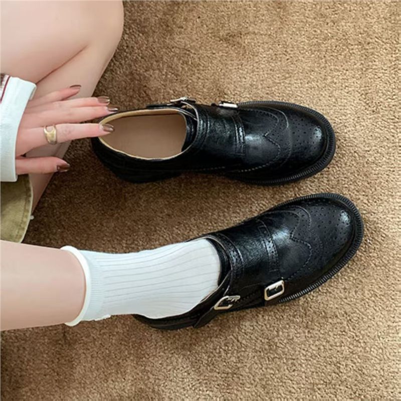 Damen elegante Schnürschuhe mit doppelter Schnalle R&B