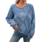 Damen modischer Strickpullover mit glitzernden Details