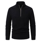 Herren Hochkragen Pullover mit Reißverschluss und strukturierter Oberfläche