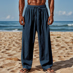 Herren nan Leichte Leinenhose mit weitem Bein und elastischem Bund R&B