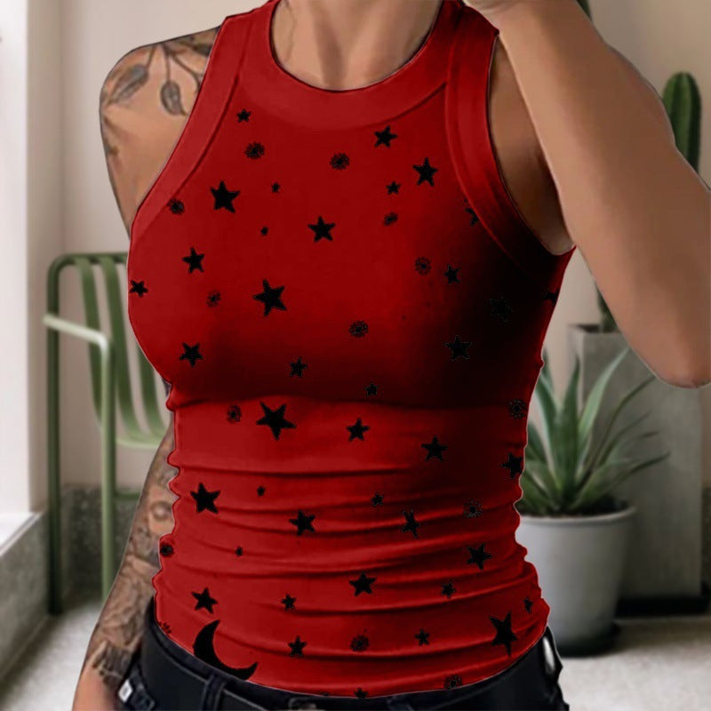 Damen ärmelloses Top mit Sternen-Muster R&B