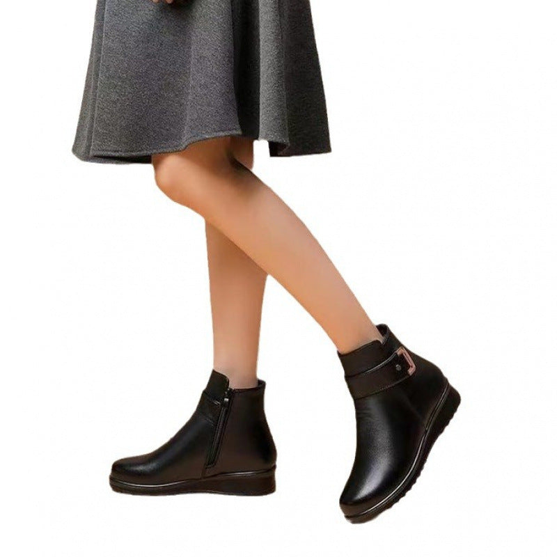 Damen Modische Stiefeletten mit Fleece-Futter und elegantem Schnallen-Detail R&B