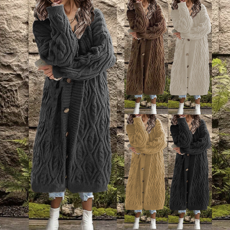Damen Grobstrick-Kimono mit angesagtem Zopfmuster und praktischen Taschen R&B