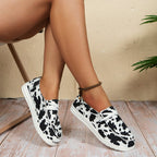 Damen nan Segeltuch-Mokassin-Sneaker mit elastischer Schnürung gepolstertem Komfortfußbett und profilierter Gummisohle R&B