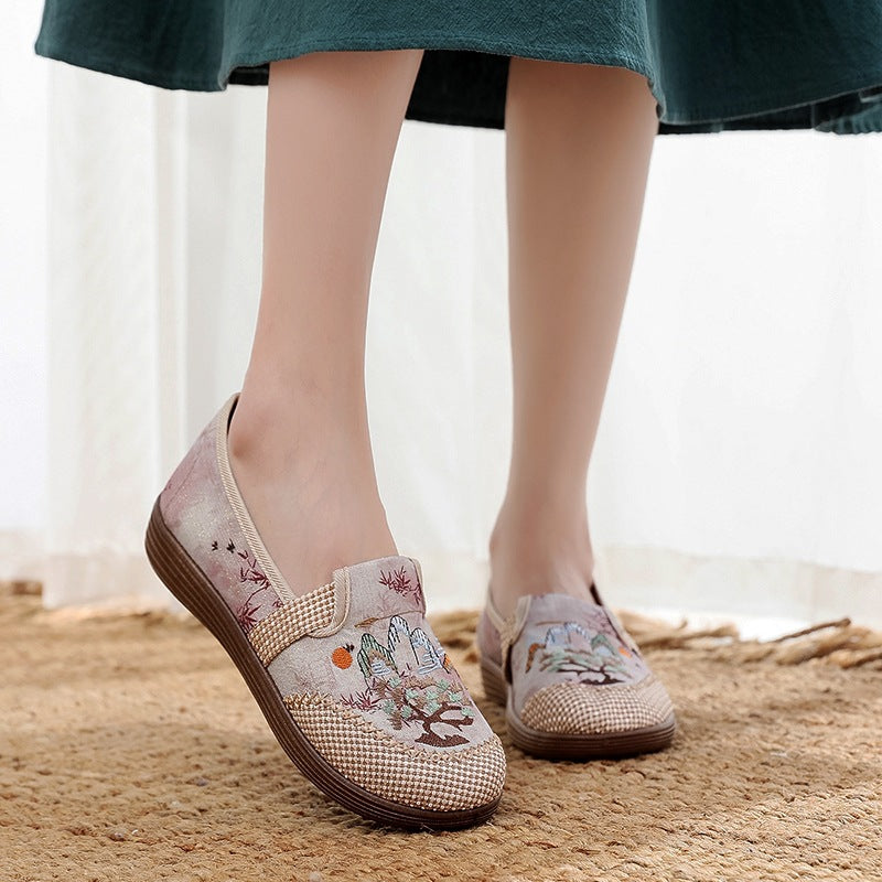 Damen bequeme Mokassins mit handgefertigtem Blumenmuster