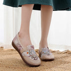 Damen Freizeit Mokassins mit floralem Stickdesign