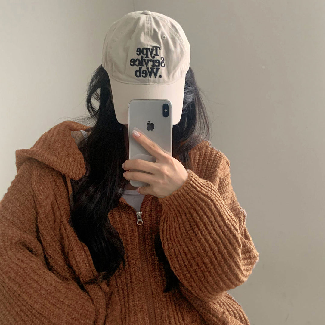 Damen Bequemer Strickjacke mit Kapuze und Reißverschluss R&B