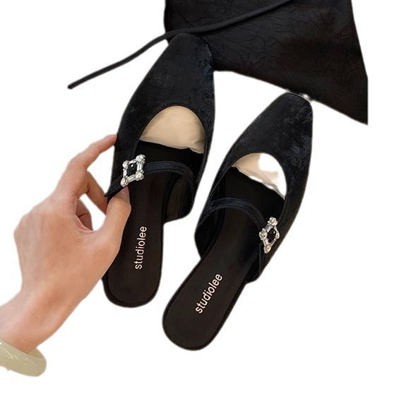 Damen elegante Slingback-Mules mit modischer Schnalle R&B