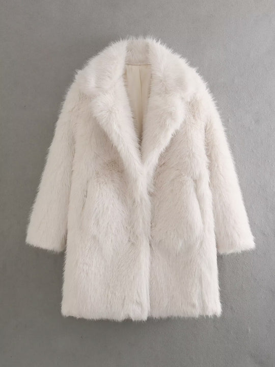 Damen Fleece-Mantel mit doppeltem Revers R&B