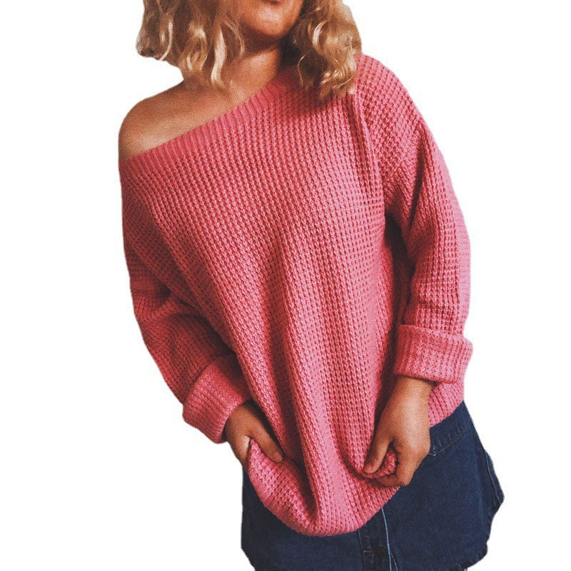 Damen lässiger Strickpullover im modernen Netzdesign R&B