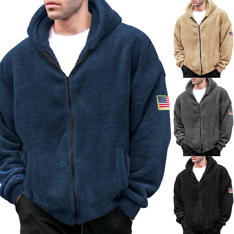 Herren kuscheliger Fleece-Hoodie mit Kapuze und Reißverschluss R&B