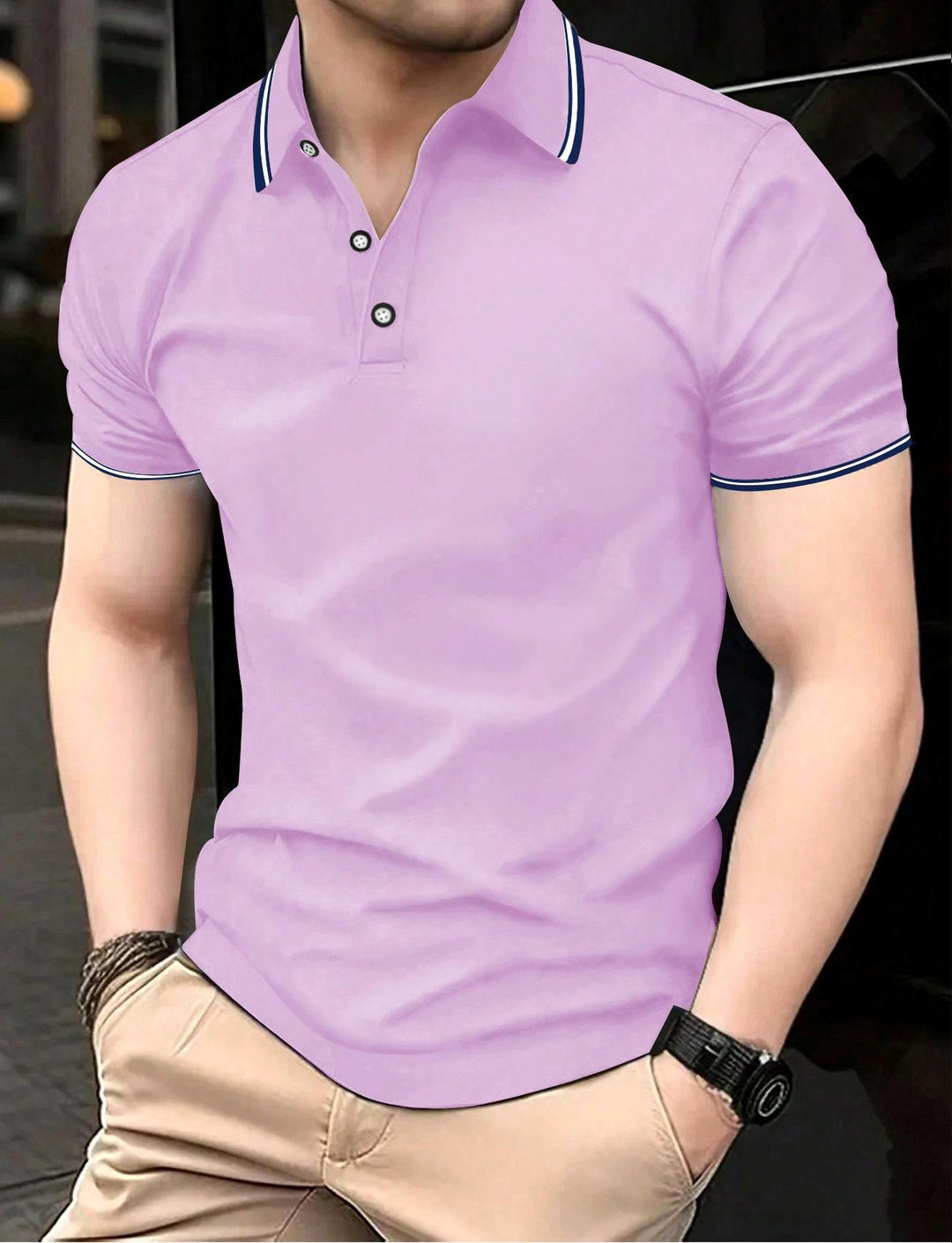 Herren Poloshirt mit modernem Kragen und sportlichem Schnitt R&B