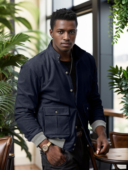 Herren moderne Cordjacke mit praktischen Taschen R&B