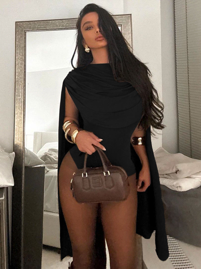 Damen Figurbetontes Cocktailkleid mit kapuzenähnlichem Detail R&B