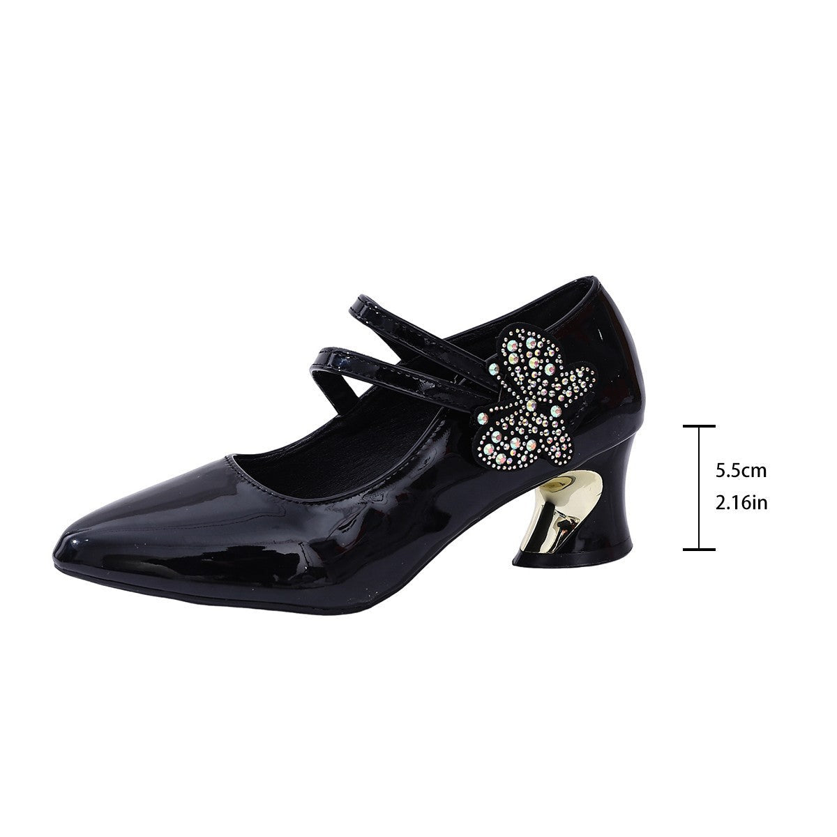 Damen elegante Abendpumps mit funkelnder Schmetterlingsapplikation R&B