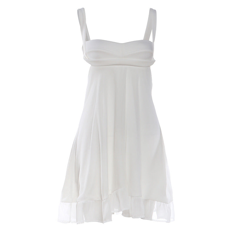 Damen Chiffonkleid mit fließendem Saum und herzförmigem Ausschnitt R&B