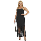 Damen Maxikleid mit fransigem Design R&B