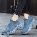 Damen Bequeme High-Top Sneakers mit elastischem Strickoberteil R&B