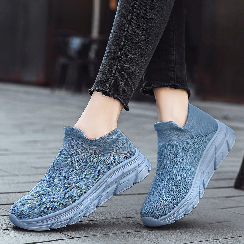Damen Bequeme High-Top Sneakers mit elastischem Strickoberteil R&B