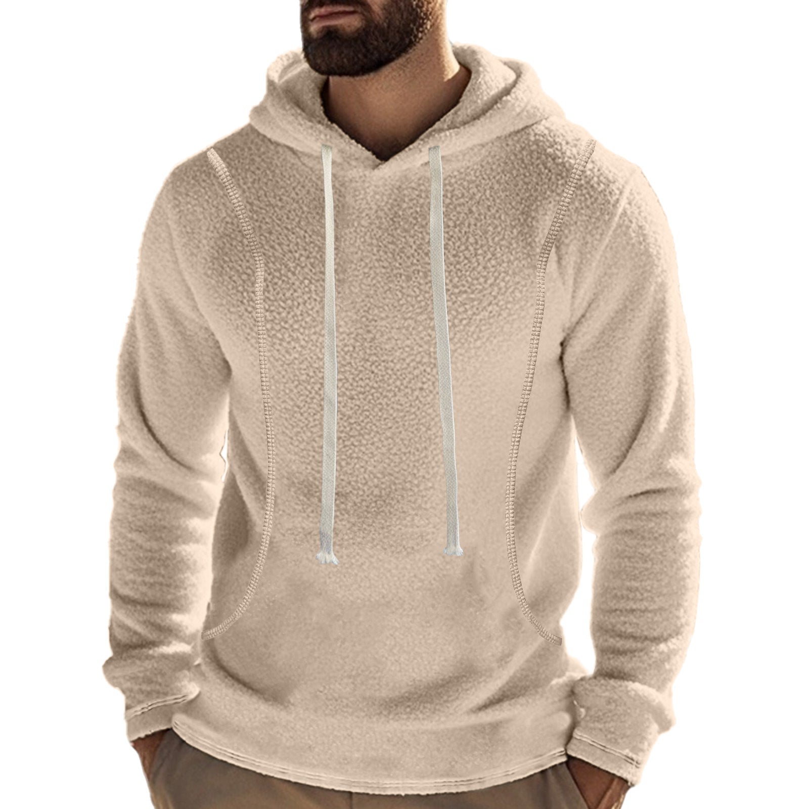 Herren weicher Fleece-Hoodie mit Schneeschutz und kontrastierenden Säumen