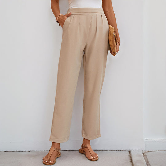 Damen Modische Stoffhose mit weitem Schnitt und eleganter Bundfalte R&B