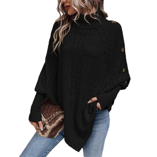 Damen oversized Strickpullover mit modernem Zopfmuster und Knopfdetails R&B