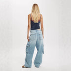 Damen Weite Cargo-Jeans mit praktischen Seitentaschen