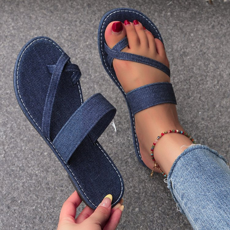 Damen bequeme Riemchen-Sandalen mit geflochtenem Design R&B
