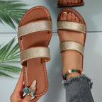 Damen Sportliche Sandalen mit Glitzerelementen und verstellbaren Riemen R&B