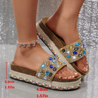 Damen modische Riemchen-Sandalen mit Glitzerelementen R&B