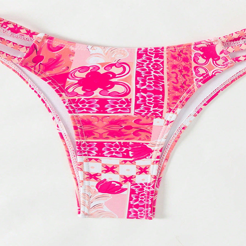Damen Bandeau-Bikini mit floralem Muster und eleganten Details R&B