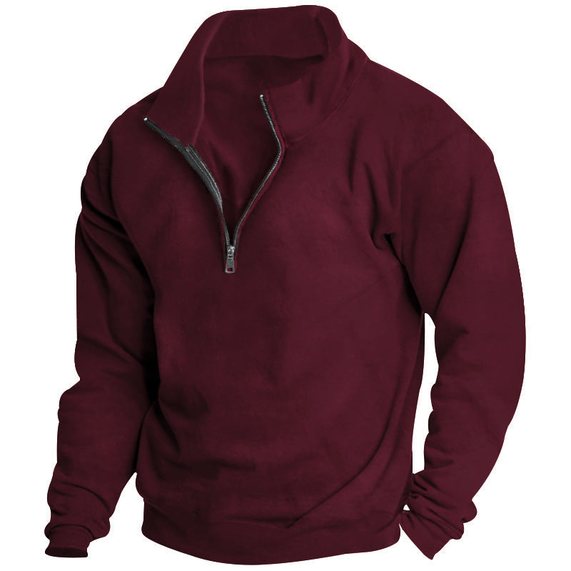 Herren Sportlicher Stehkragenpullover mit Reißverschluss R&B