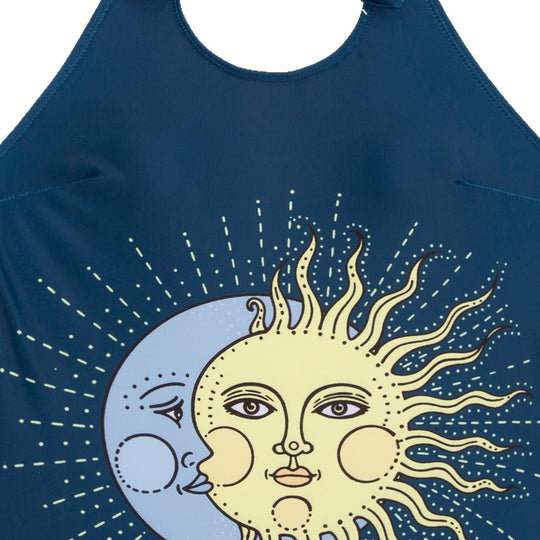 Damen Einteiliger Badeanzug mit originellem Sonnen-Mond-Design R&B
