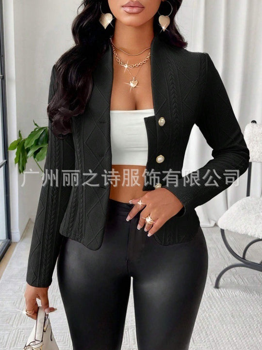 Damen Mode Blazer mit strukturiertem Design und glänzenden Knöpfen R&B