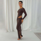 Damen Figurbetontes Maxikleid mit transparenten Cut-Outs und Raffungen R&B