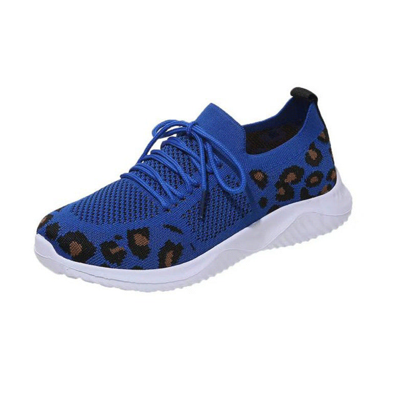Damen nan atmungsaktiver Strick-Sneaker mit elastischem Einstieg, gepolstertem Komfortfußbett und Animalprint-Fersenbesatz R&B