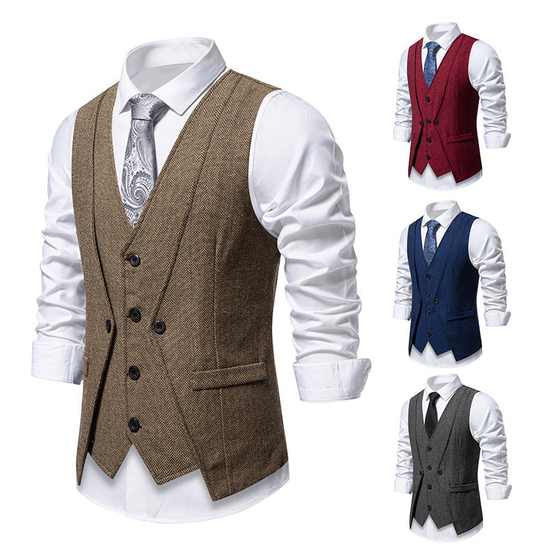 Herren elegante Anzugweste mit strukturiertem Hahnentritt R&B