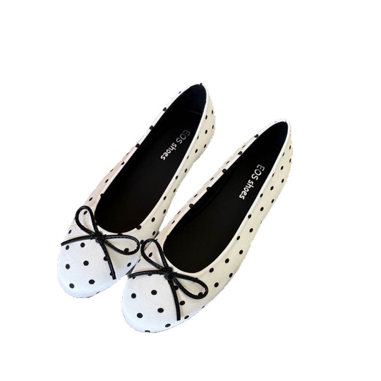 Damen Ballerinas mit modischem Punkte-Design und dekorativem Schleifenakzent R&B