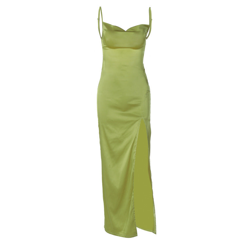 Damen Elegantes Maxikleid mit tiefem Schlitz und Spaghettiträgern R&B