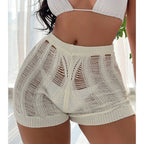 Damen Häkelshorts im trendigen Netzdesign mit elastischem Bund R&B