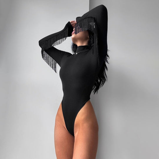 Damen Body mit tiefem V-Ausschnitt und raffinierten Spitzenakzenten R&B