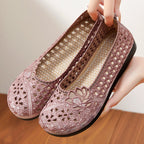 Damen Ballerinas mit floralem Stickdesign und rutschfester Sohle R&B